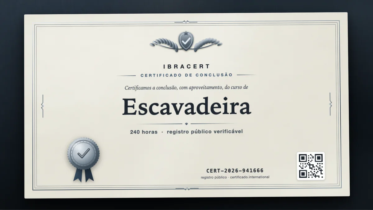 Capa do curso Escavadeira
