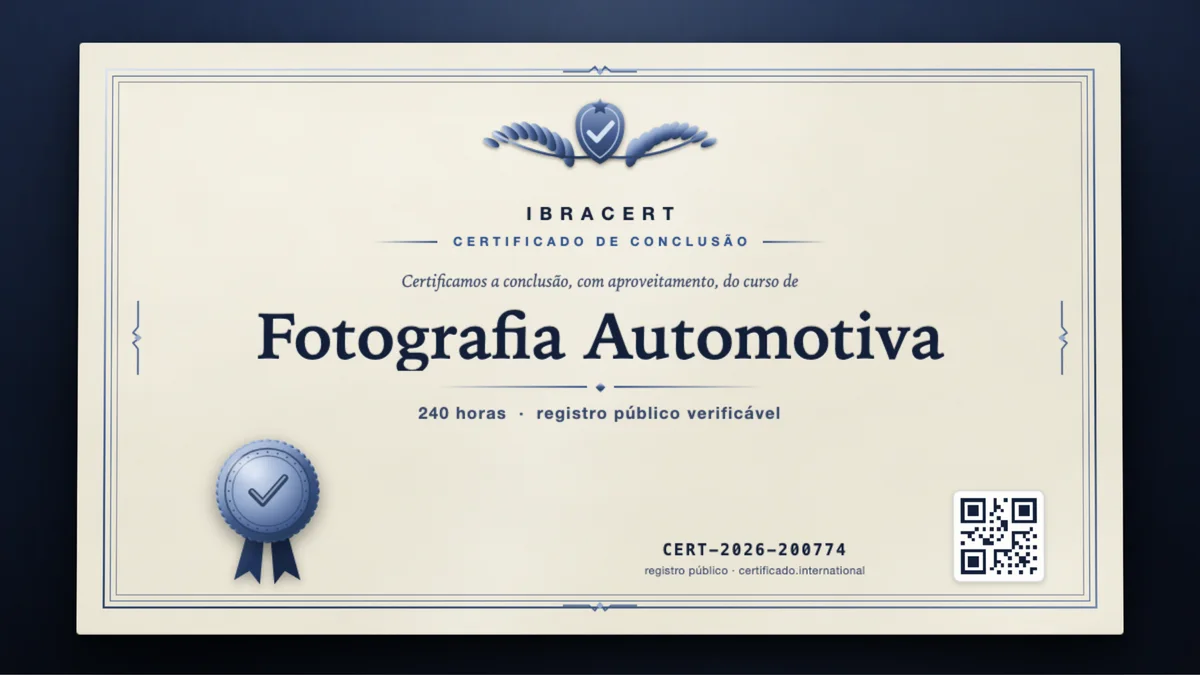 Capa do curso Fotografia Automotiva