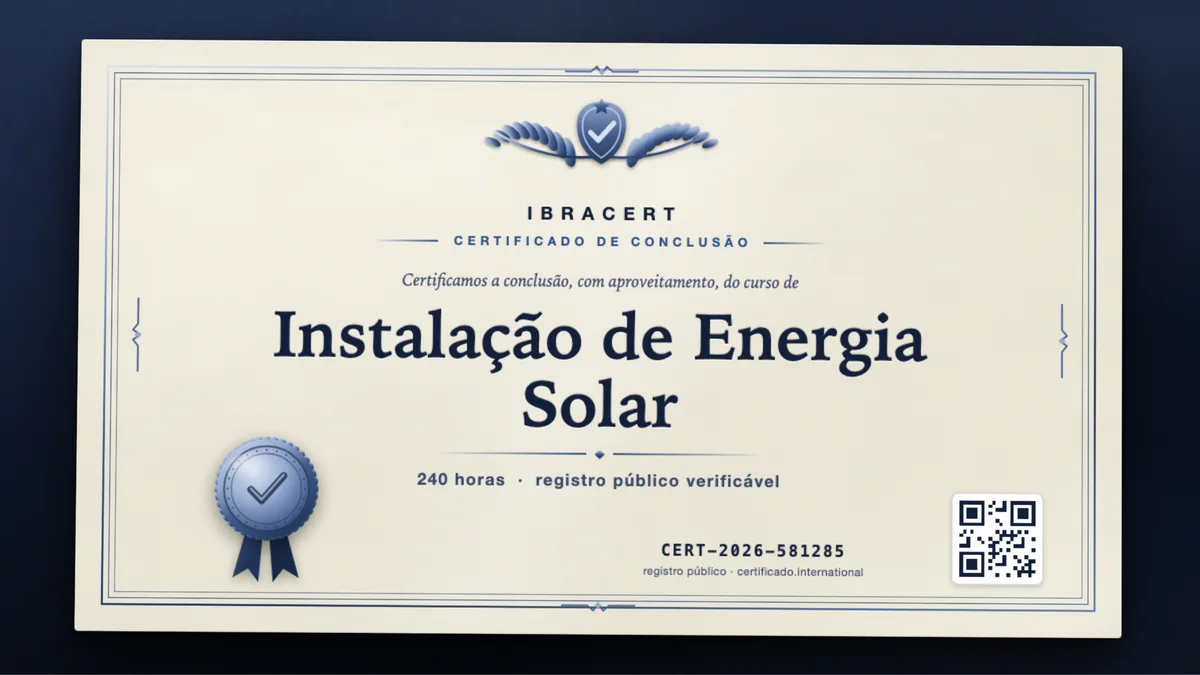 Capa do curso Instalação de Energia Solar