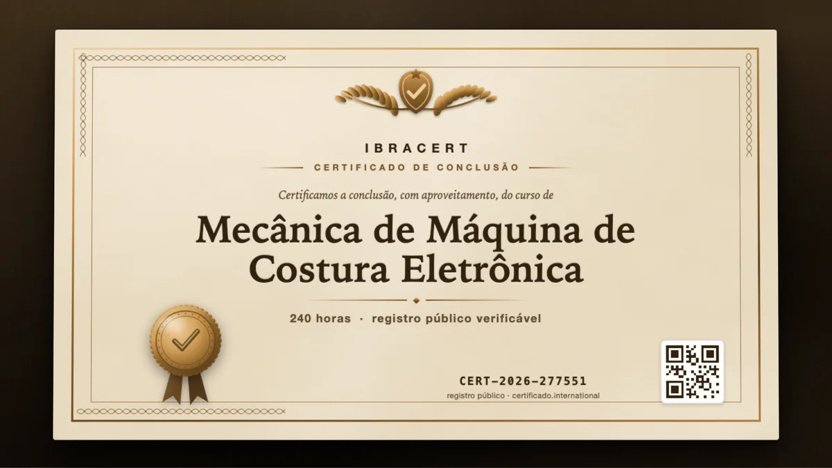 Capa do curso Mecânica de Máquina de Costura Eletrônica