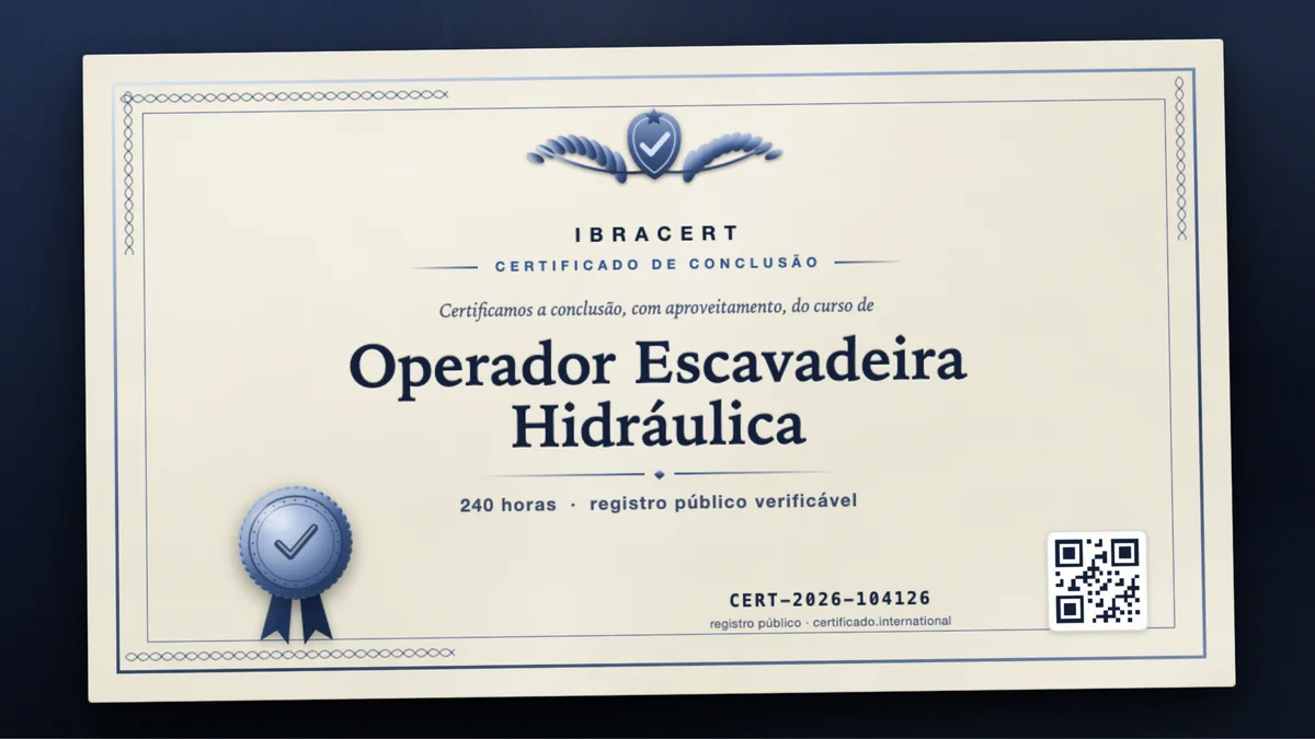 Capa do curso Operador Escavadeira Hidráulica