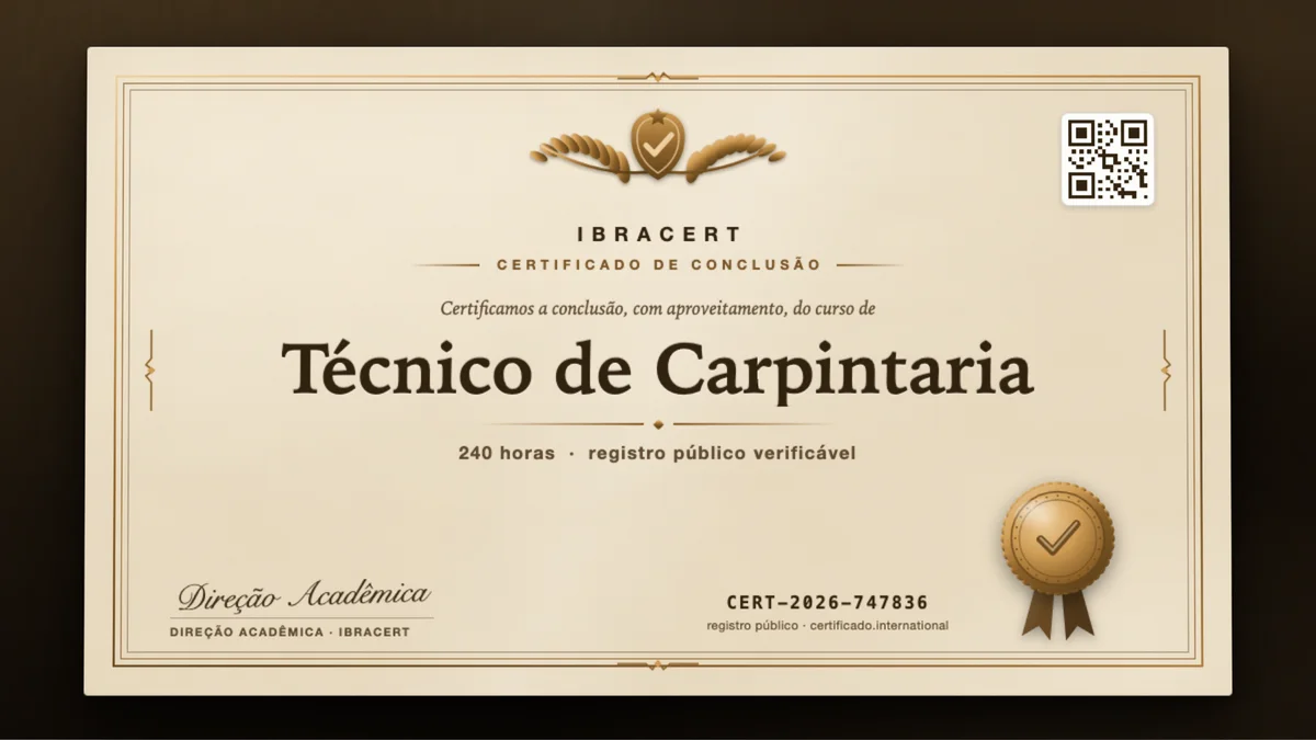 Capa do curso Técnico de Carpintaria