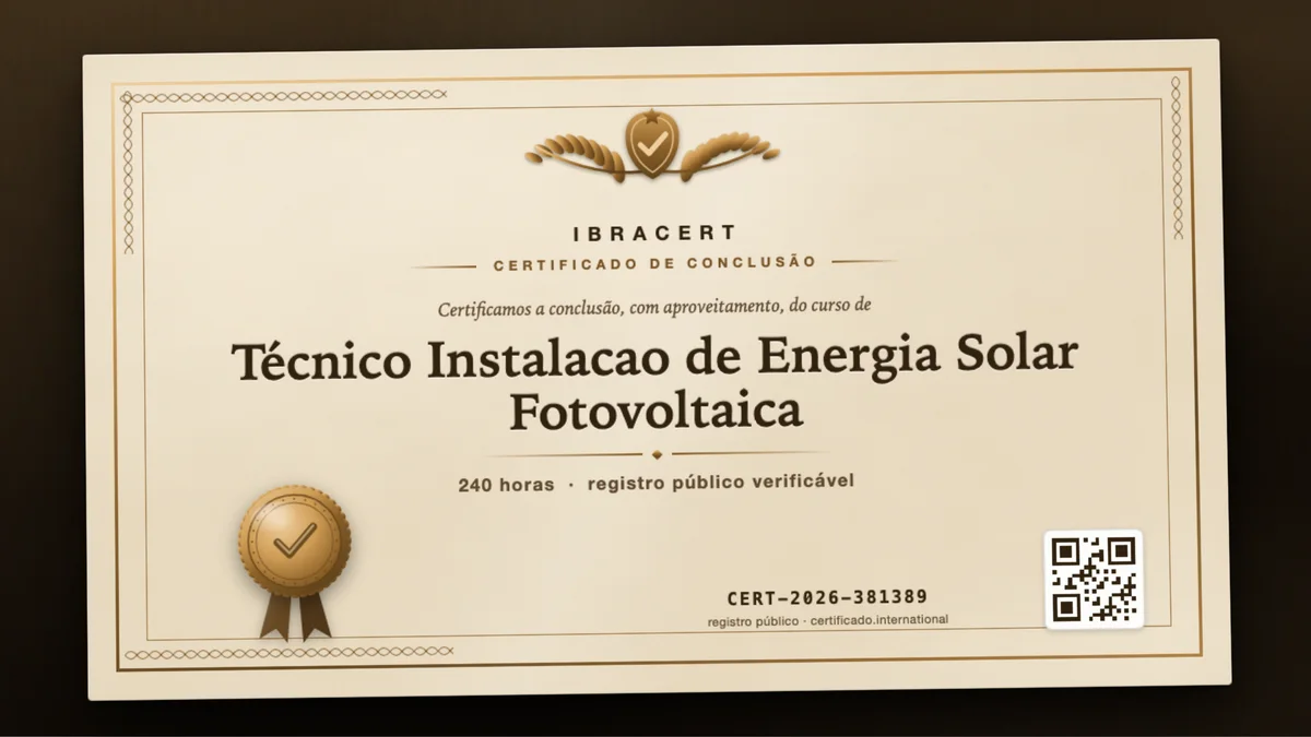 Capa do curso Técnico Instalacao de Energia Solar Fotovoltaica