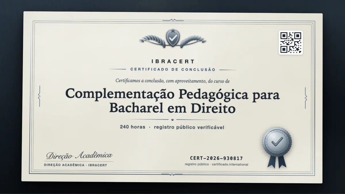 Capa do curso Complementação Pedagógica para Bacharel em Direito