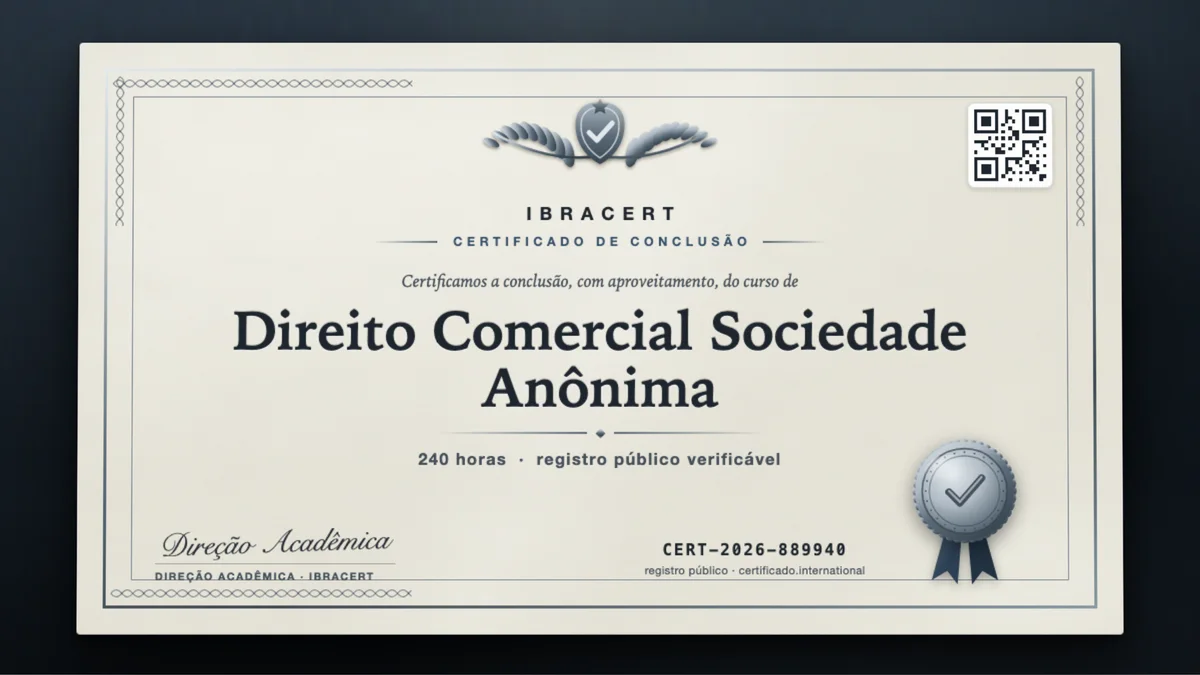Capa do curso Direito Comercial Sociedade Anônima