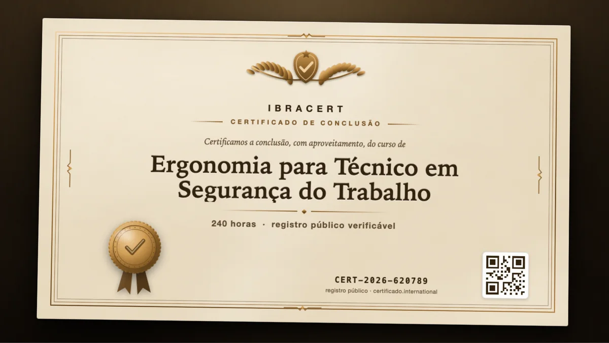 Capa do curso Ergonomia para Técnico em Segurança do Trabalho