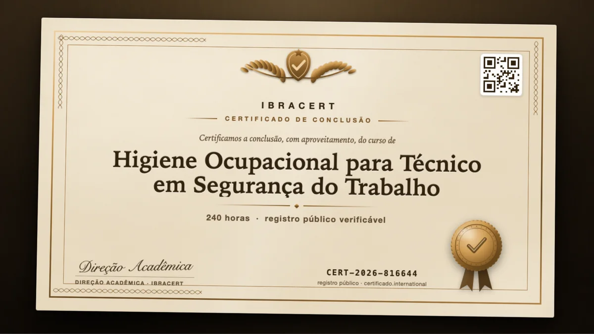 Capa do curso Higiene Ocupacional para Técnico em Segurança do Trabalho