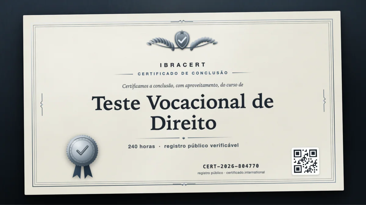 Capa do curso Teste Vocacional de Direito