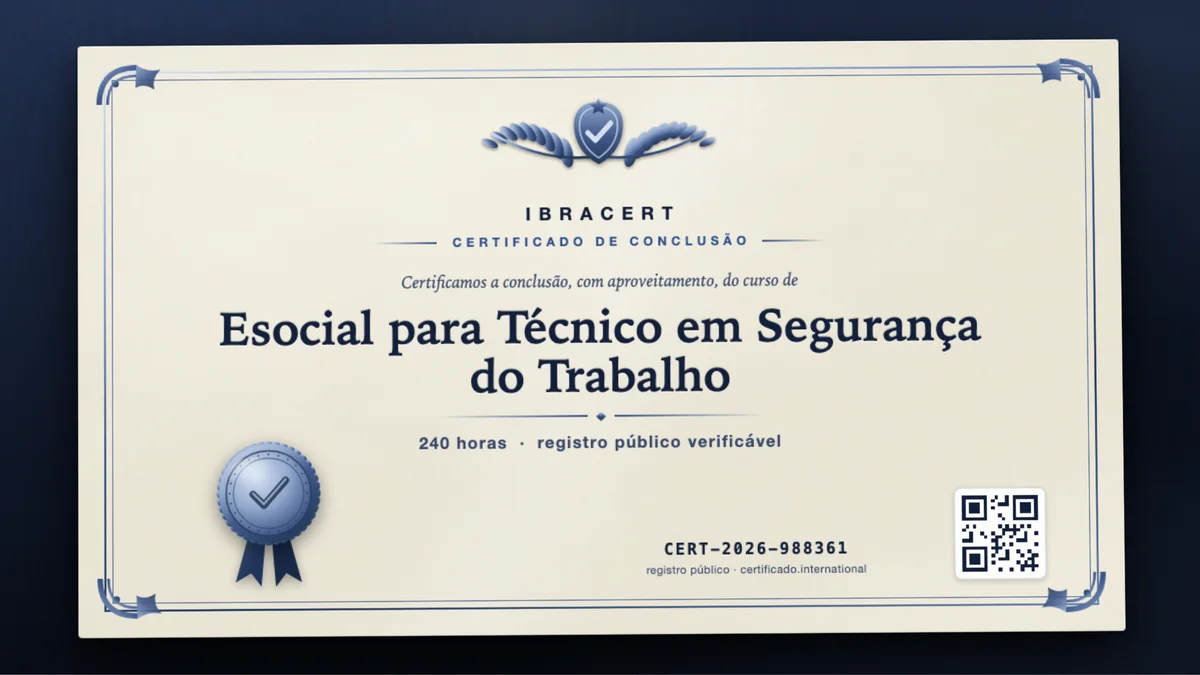 Capa do curso Esocial para Técnico em Segurança do Trabalho