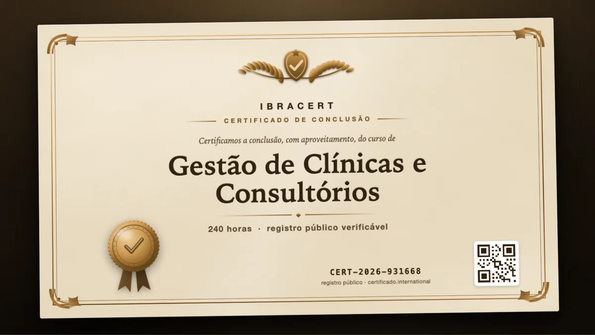 Capa do curso Gestão de Clínicas e Consultórios