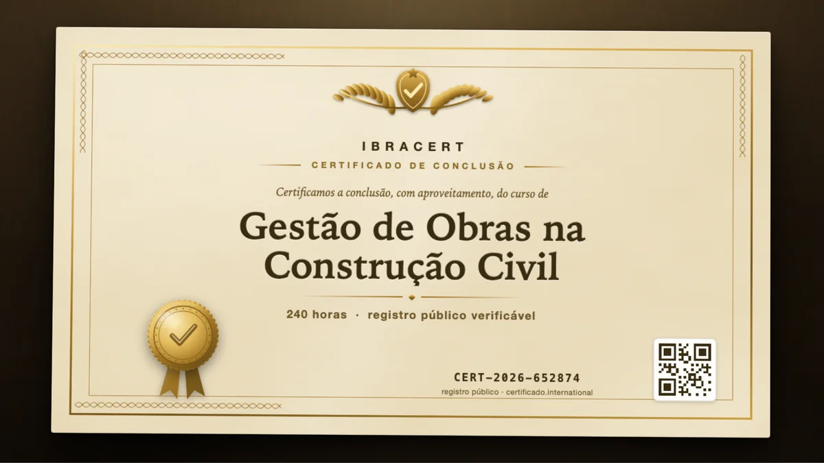 Capa do curso Gestão de Obras na Construção Civil
