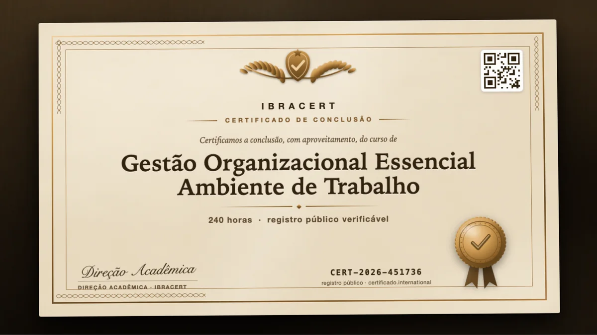Capa do curso Gestão Organizacional Essencial Ambiente de Trabalho