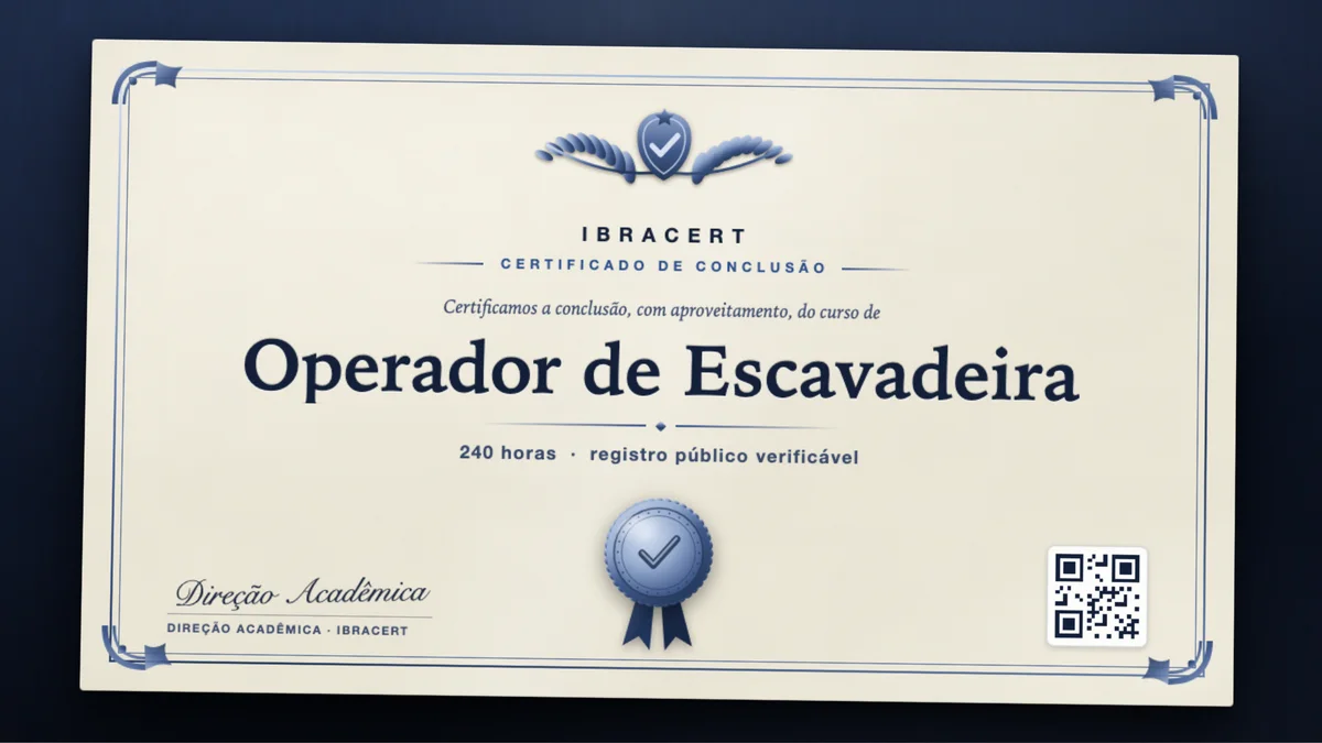 Capa do curso Operador de Escavadeira