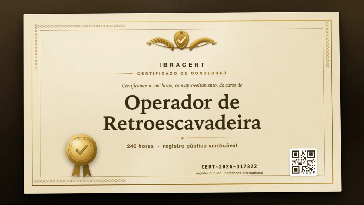 Capa do curso Operador de Retroescavadeira