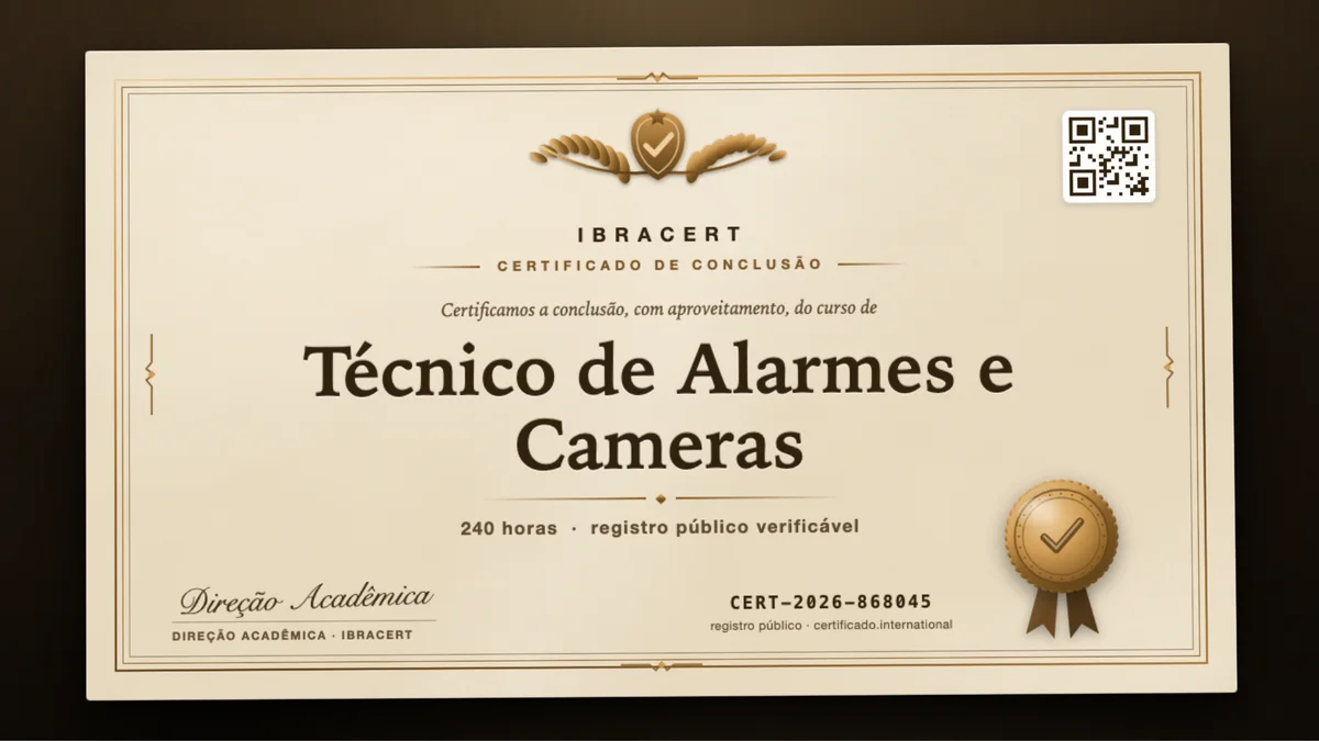 Capa do curso Técnico de Alarmes e Cameras