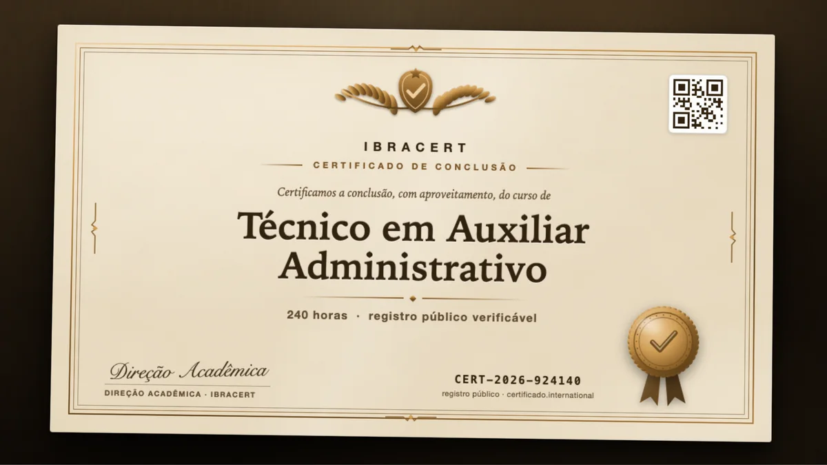Capa do curso Técnico em Auxiliar Administrativo