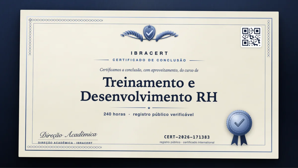 Capa do curso Treinamento e Desenvolvimento RH