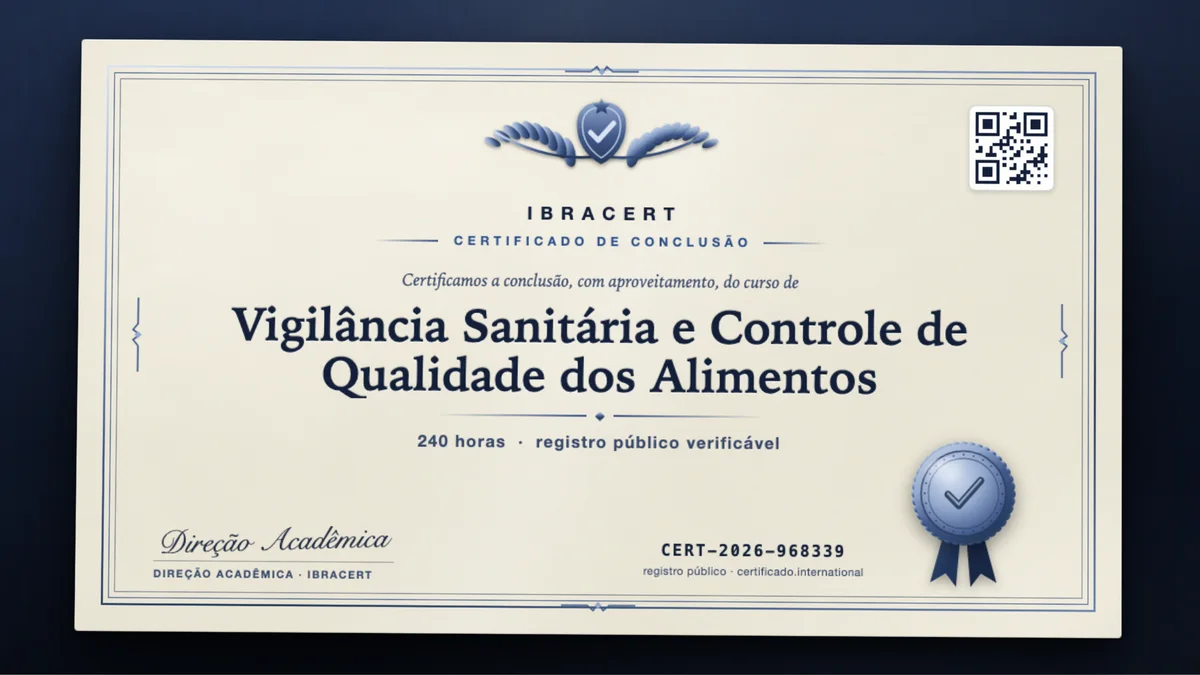 Capa do curso Vigilância Sanitária e Controle de Qualidade dos Alimentos