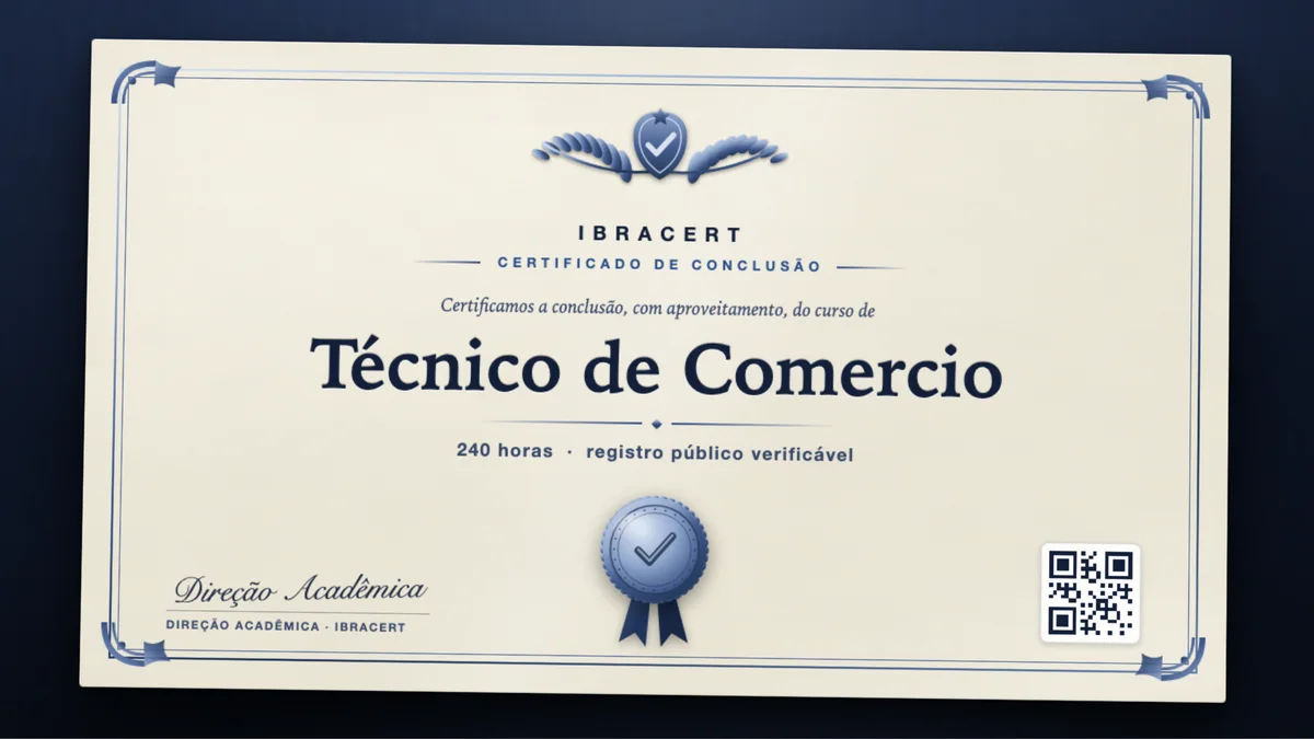 Capa do curso Técnico de Comercio