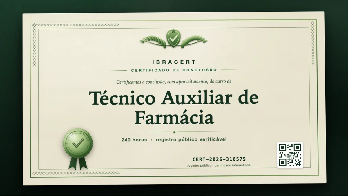 Capa do curso Técnico Auxiliar de Farmácia