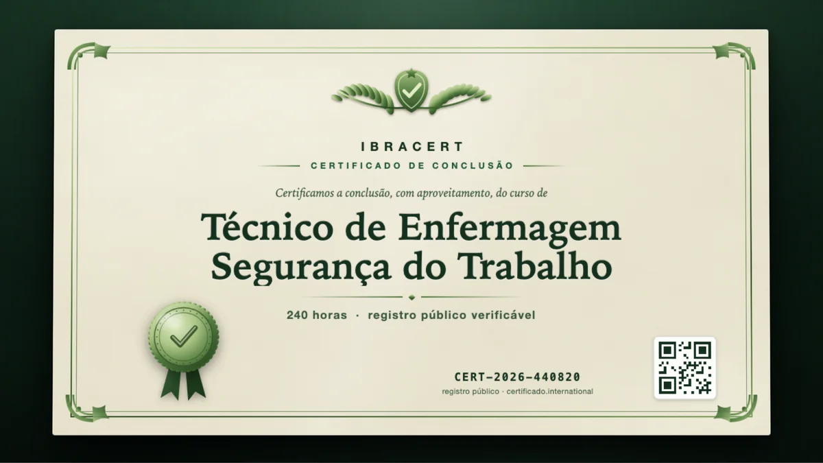 Capa do curso Técnico de Enfermagem Segurança do Trabalho