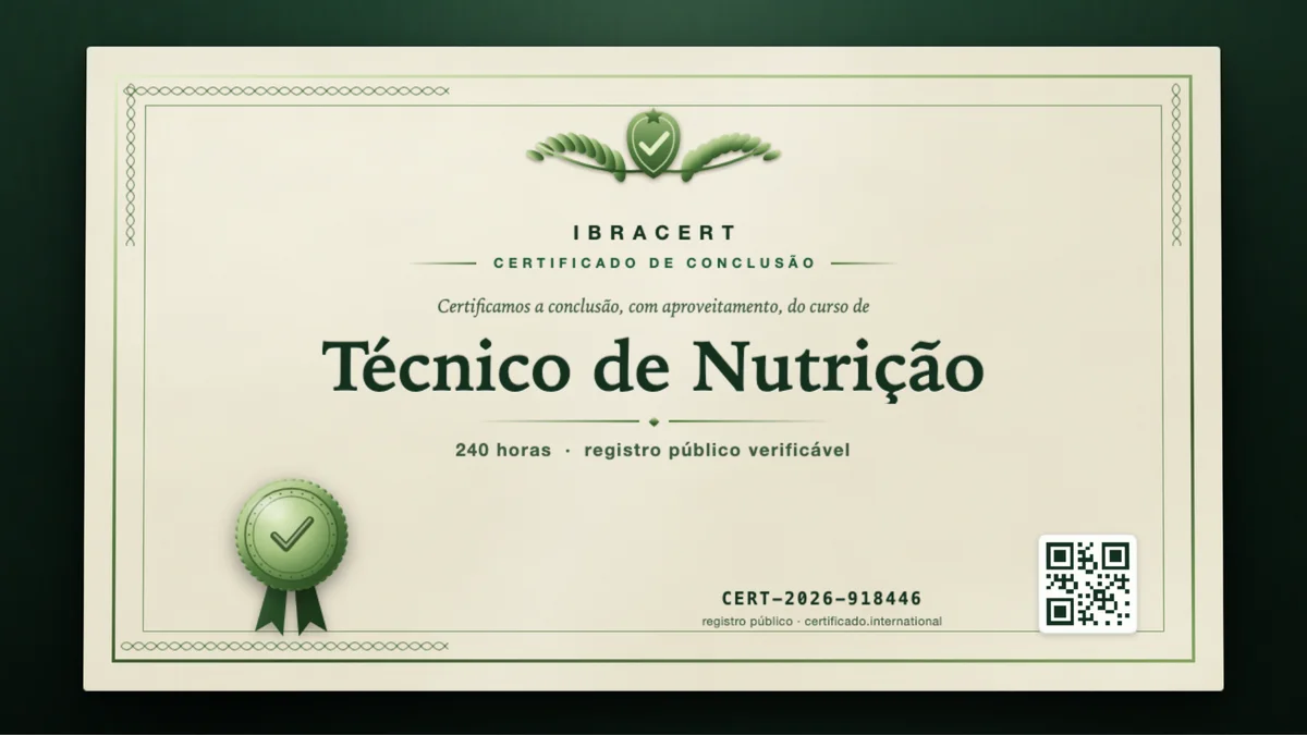 Capa do curso Técnico de Nutrição