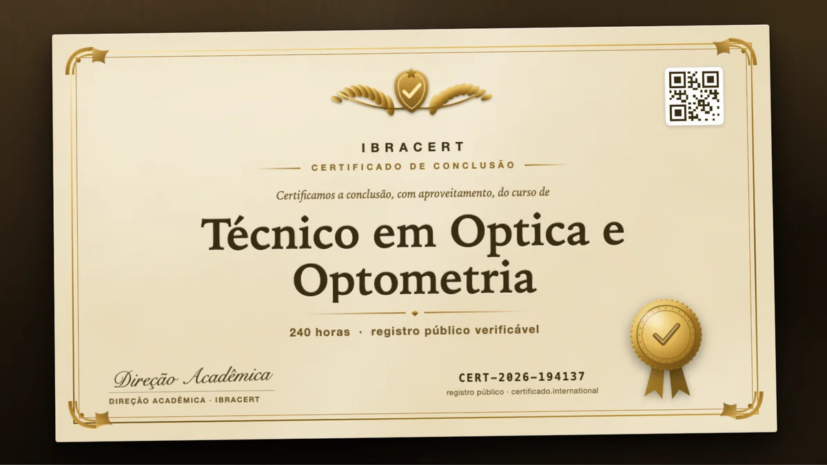 Capa do curso Técnico em Optica e Optometria