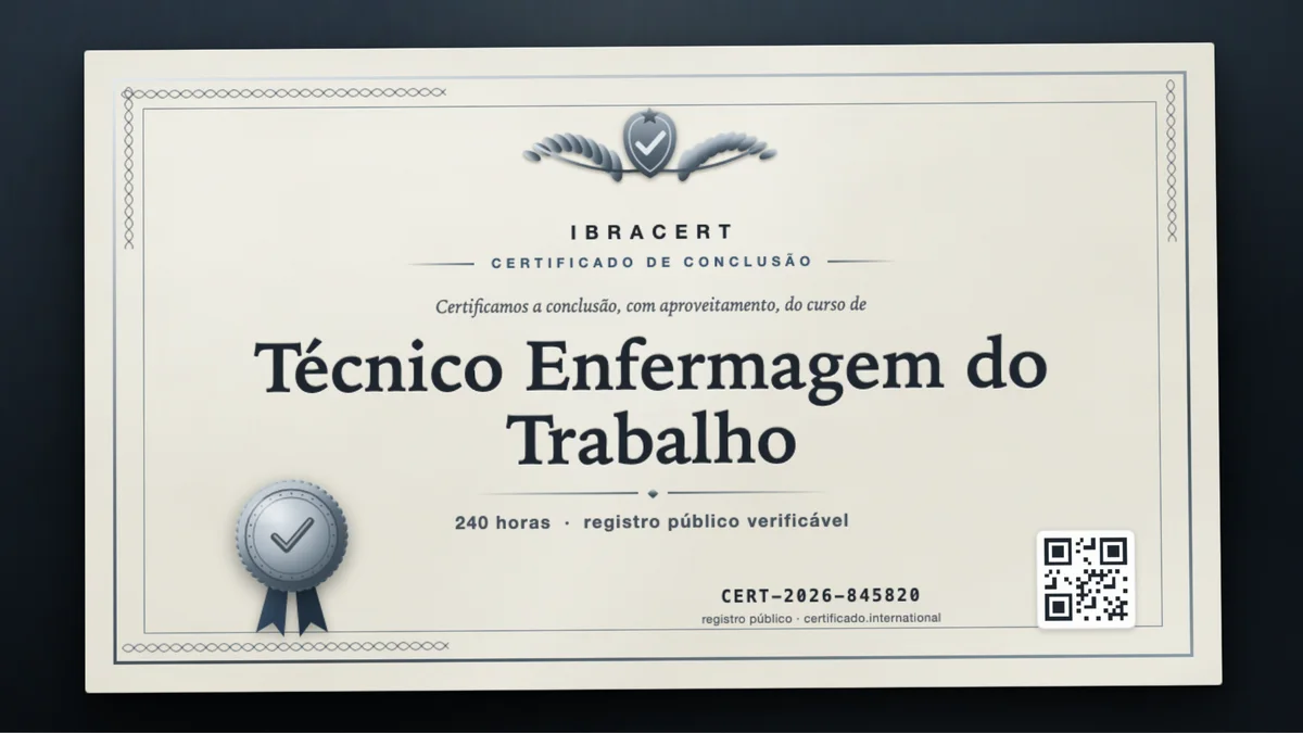 Capa do curso Técnico Enfermagem do Trabalho