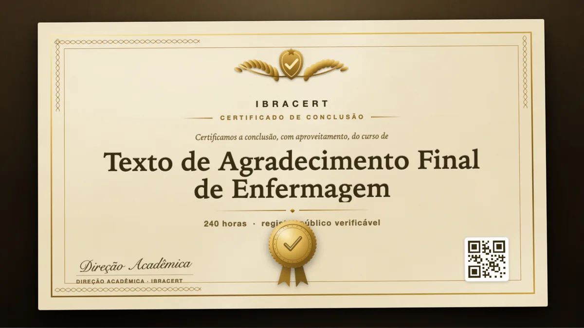 Capa do curso Texto de Agradecimento Final de Enfermagem