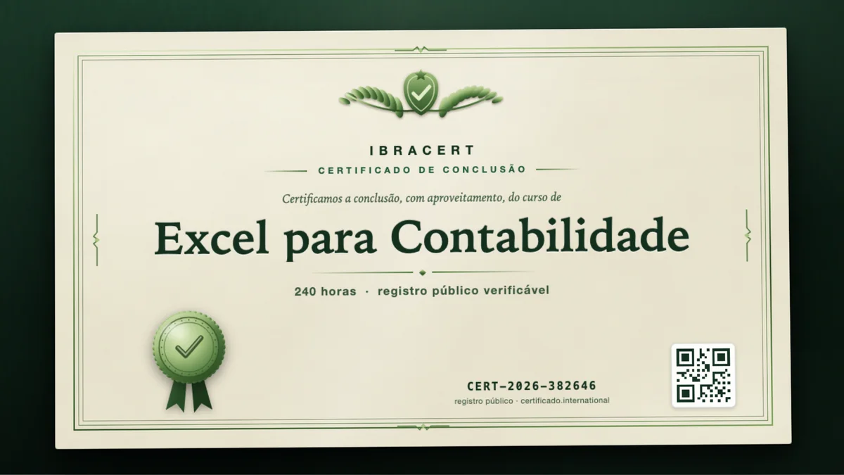 Capa do curso Excel para Contabilidade