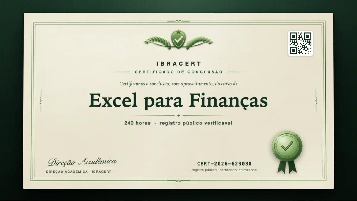 Capa do curso Excel para Finanças