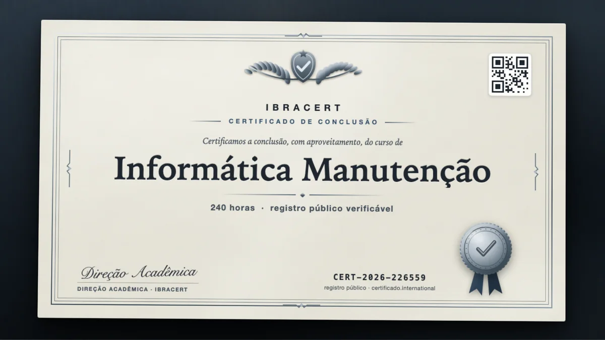 Capa do curso Informática Manutenção