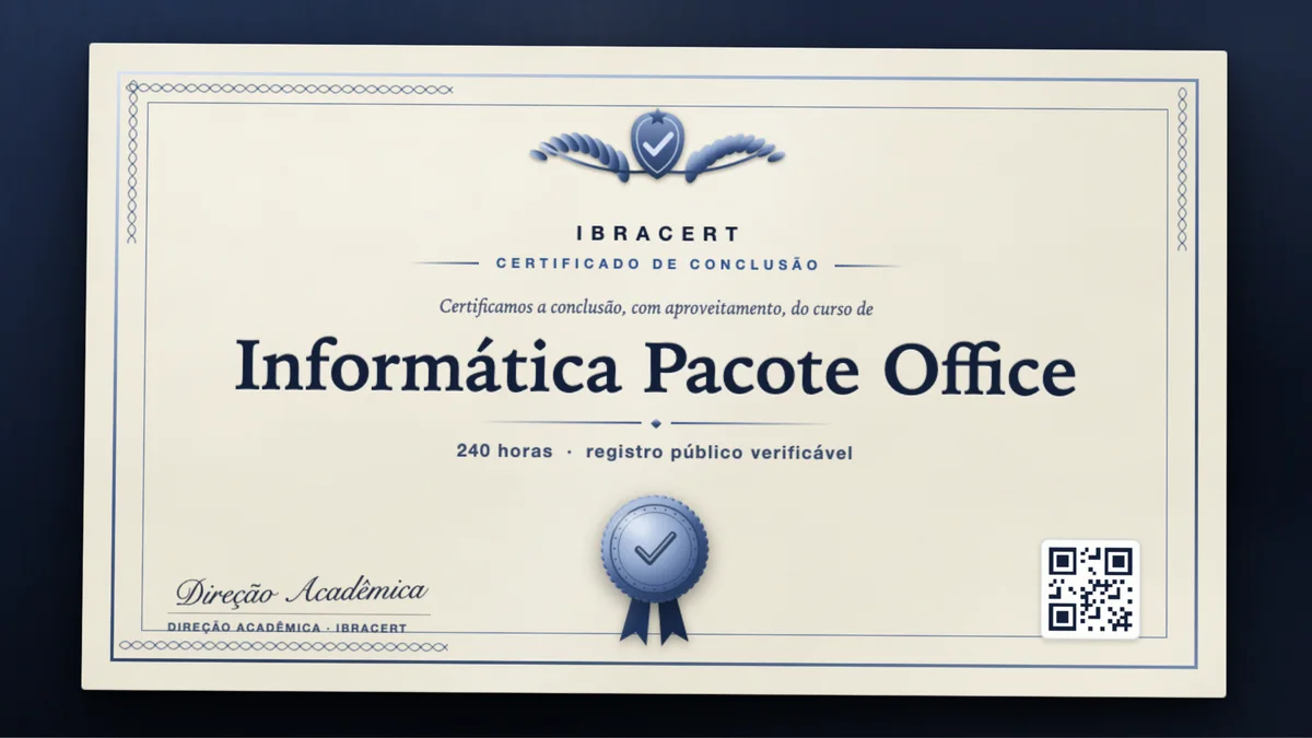 Capa do curso Informática Pacote Office