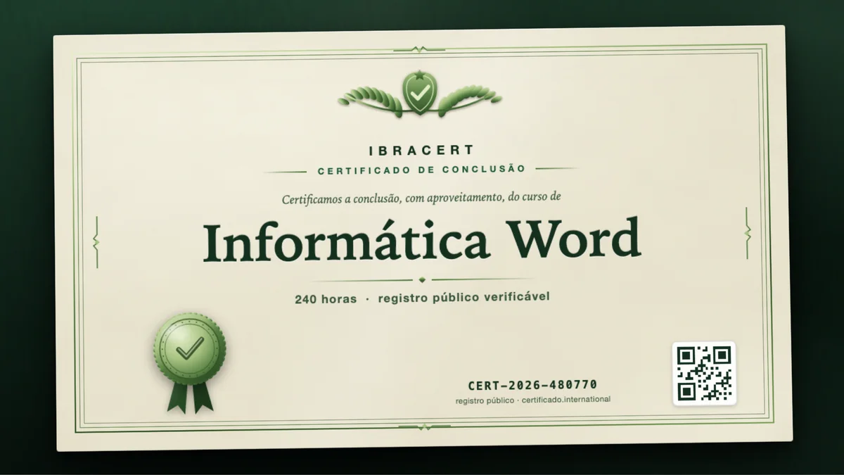 Capa do curso Informática Word