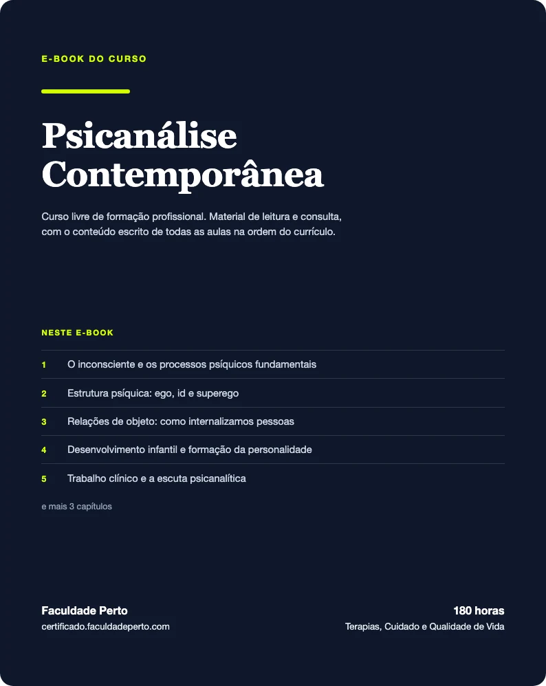 Capa do e-book do curso de Psicanálise Contemporânea