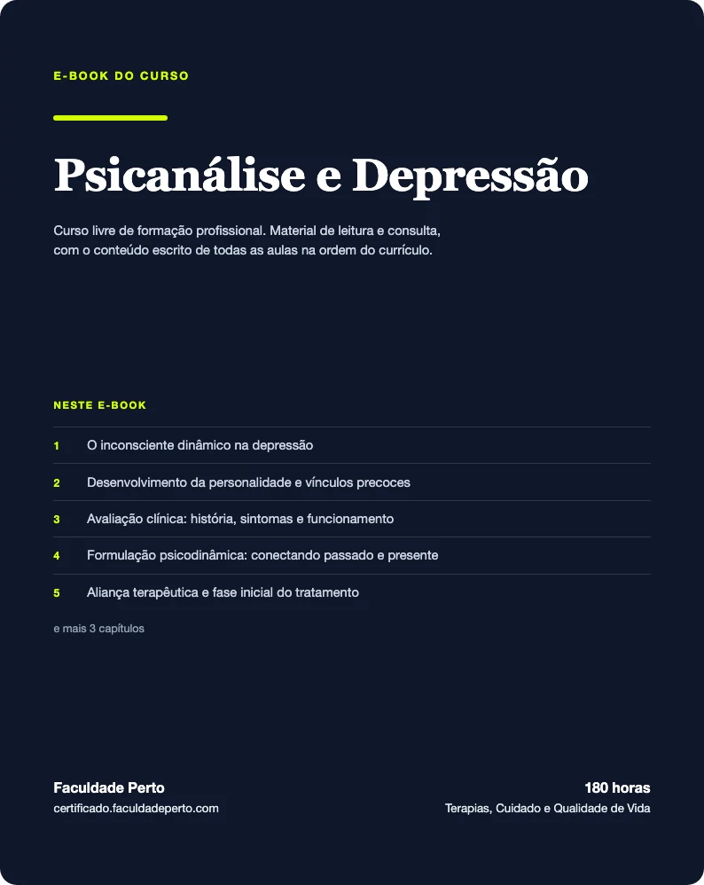 Capa do e-book do curso de Psicanálise e Depressão