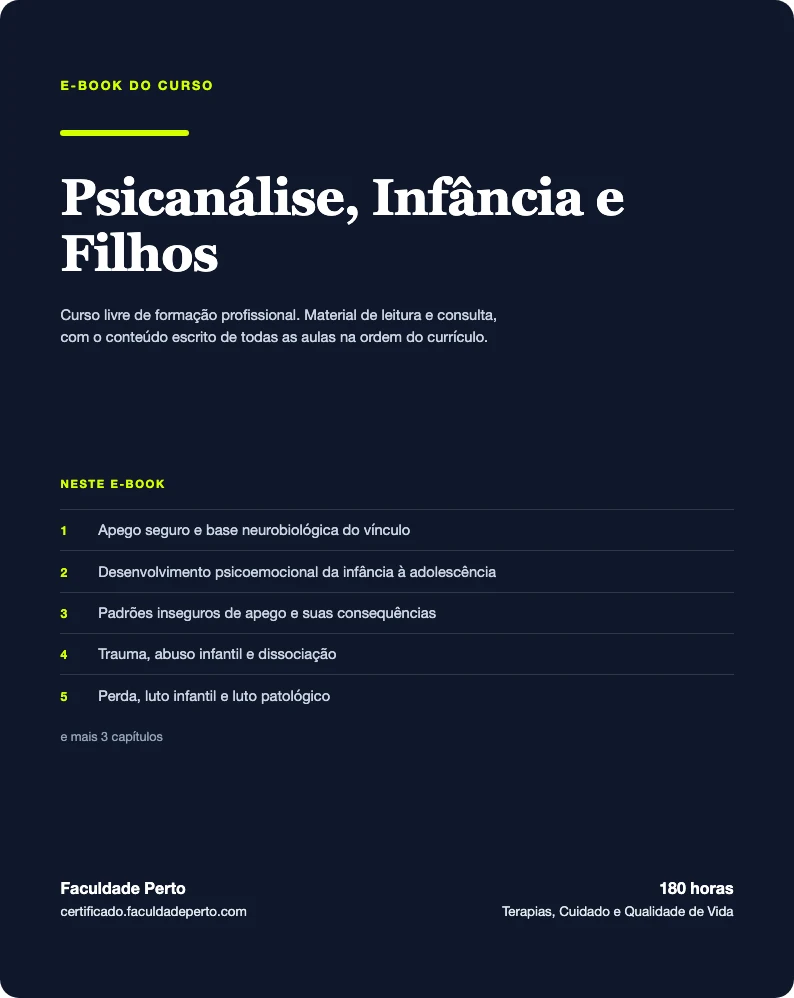 Capa do e-book do curso de Psicanálise, Infância e Filhos