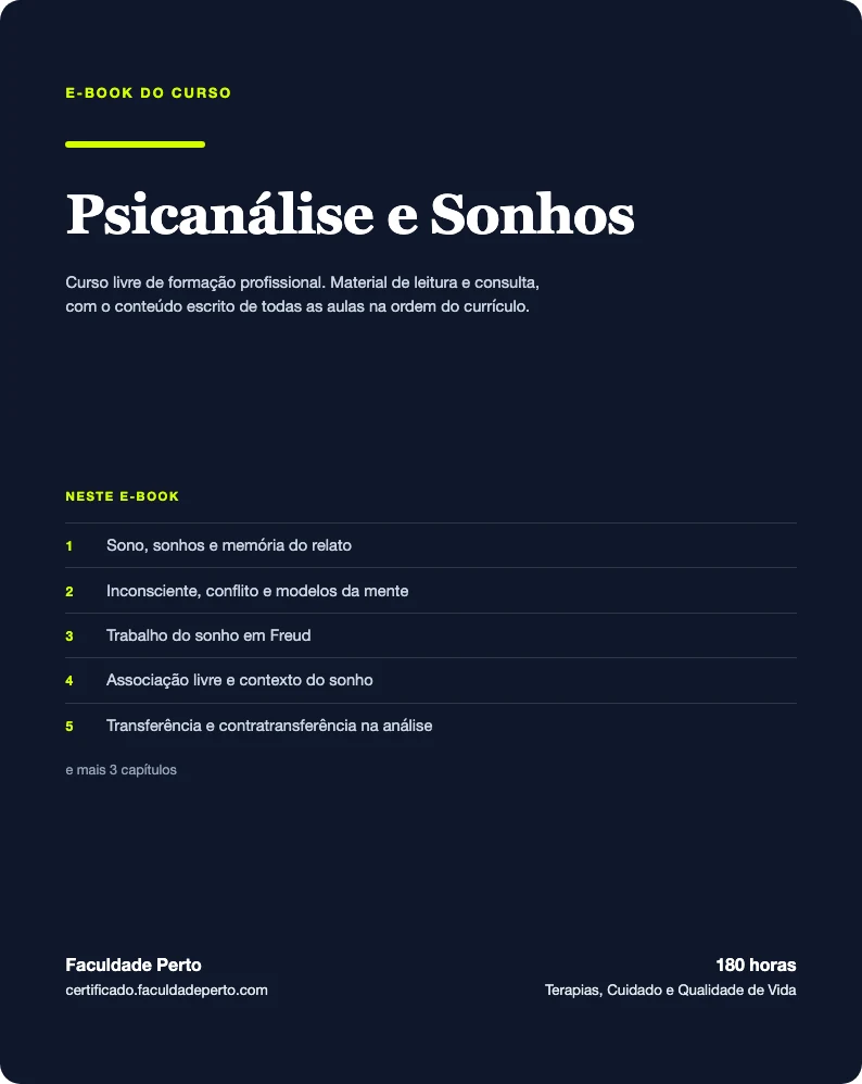 Capa do e-book do curso de Psicanálise e Sonhos