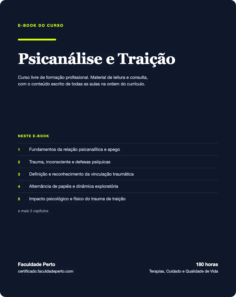 Capa do e-book do curso de Psicanálise e Traição