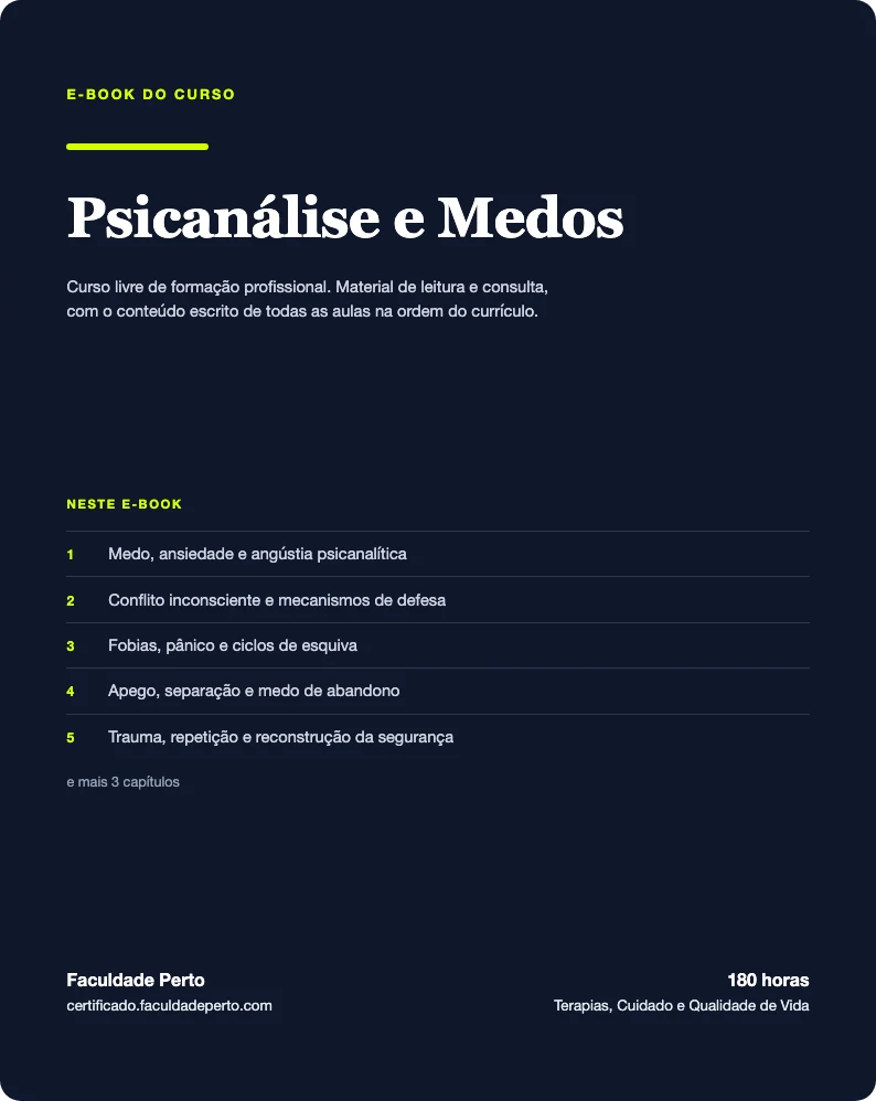 Capa do e-book do curso de Psicanálise e Medos