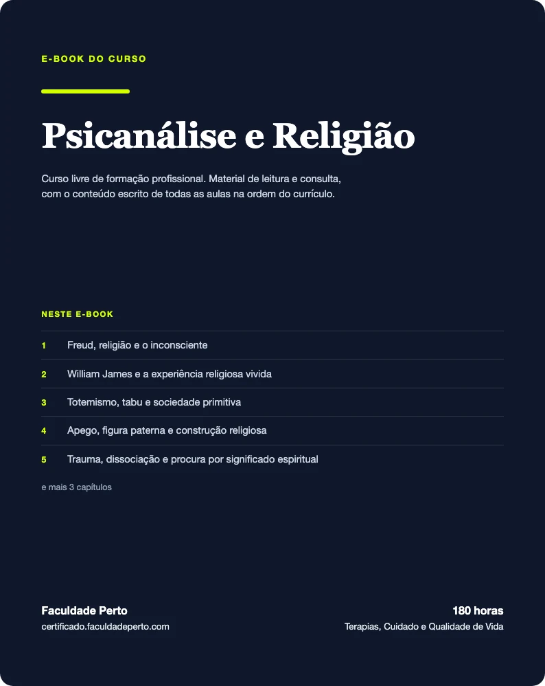 Capa do e-book do curso de Psicanálise e Religião