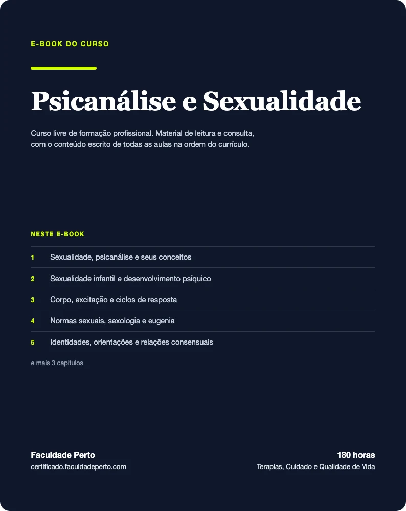 Capa do e-book do curso de Psicanálise e Sexualidade