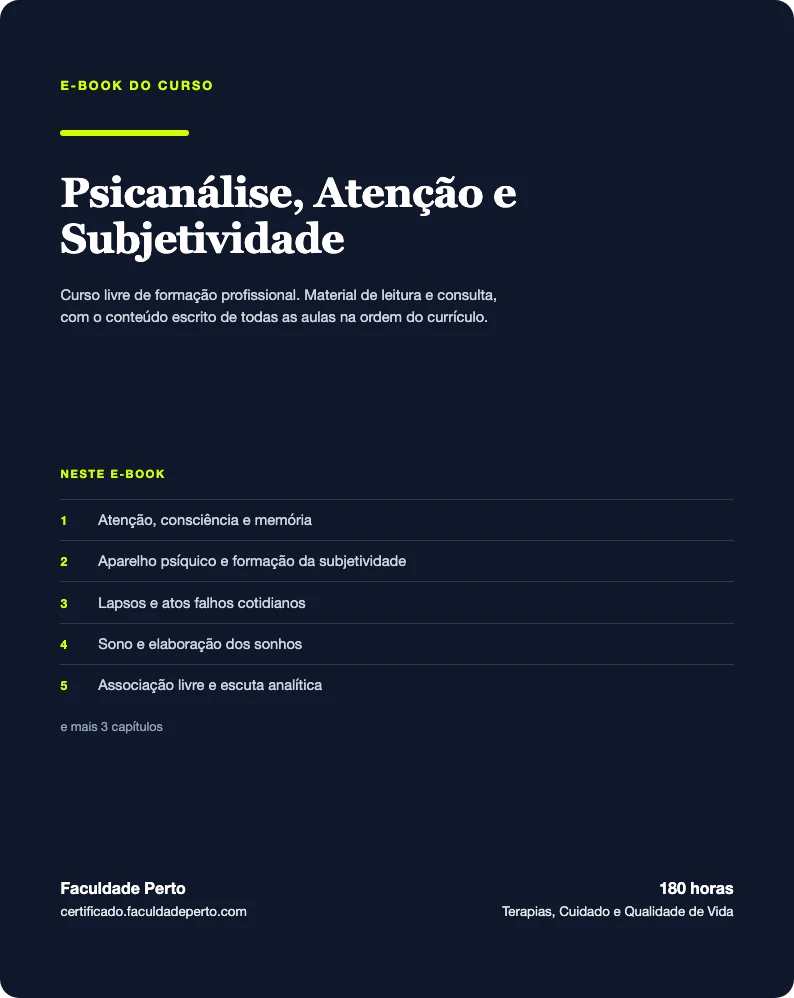 Capa do e-book do curso de Psicanálise, Atenção e Subjetividade