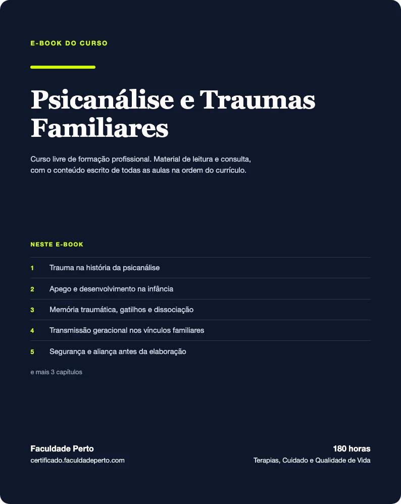 Capa do e-book do curso de Psicanálise e Traumas Familiares