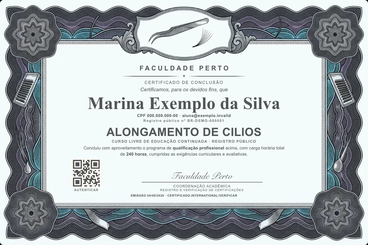 Certificado de Alongamento de Cilios