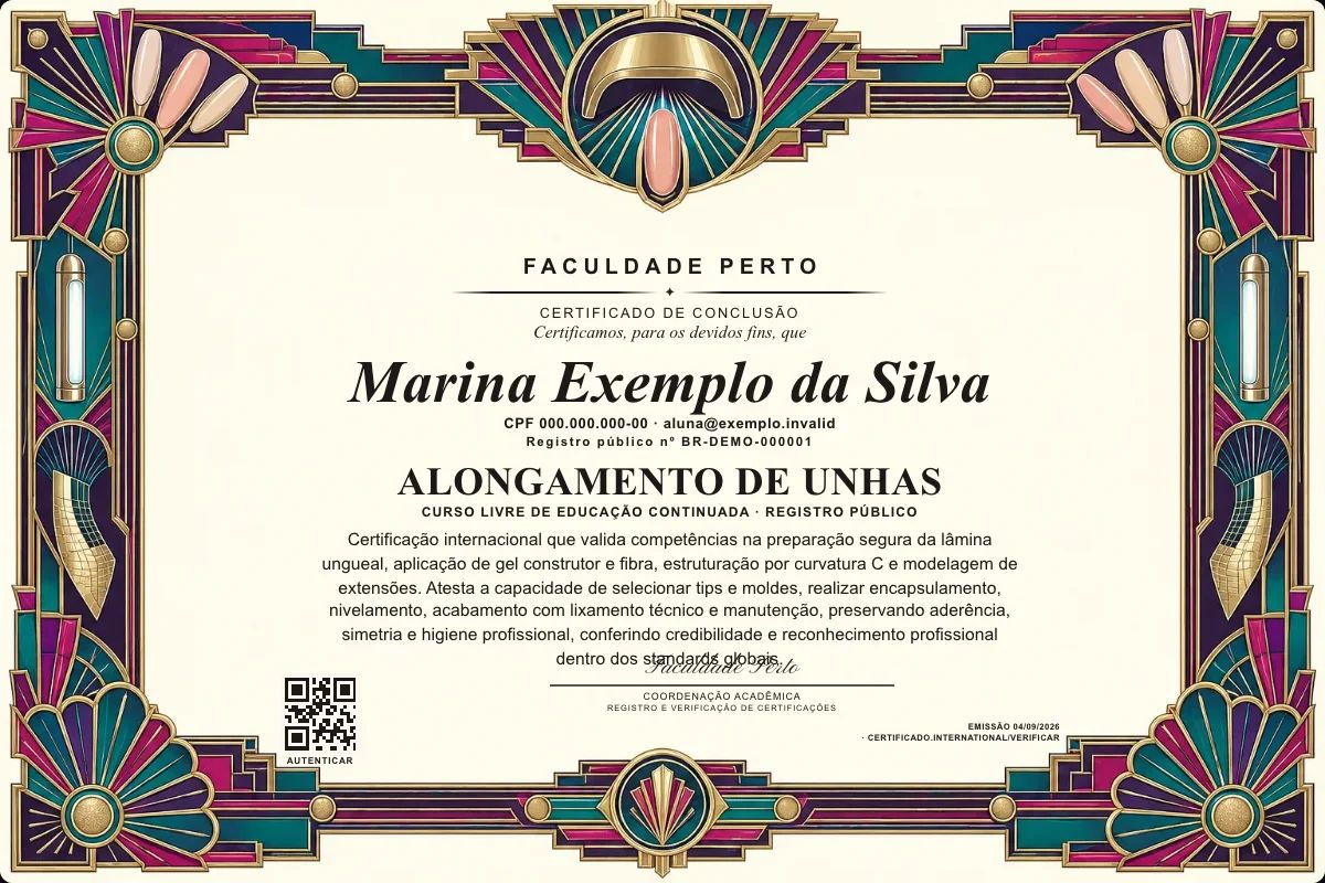 Certificado de Alongamento de Unhas