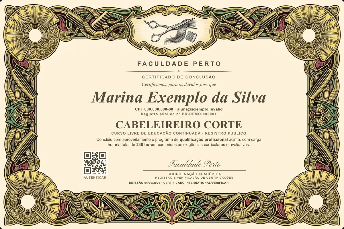 Certificado de Cabeleireiro Corte