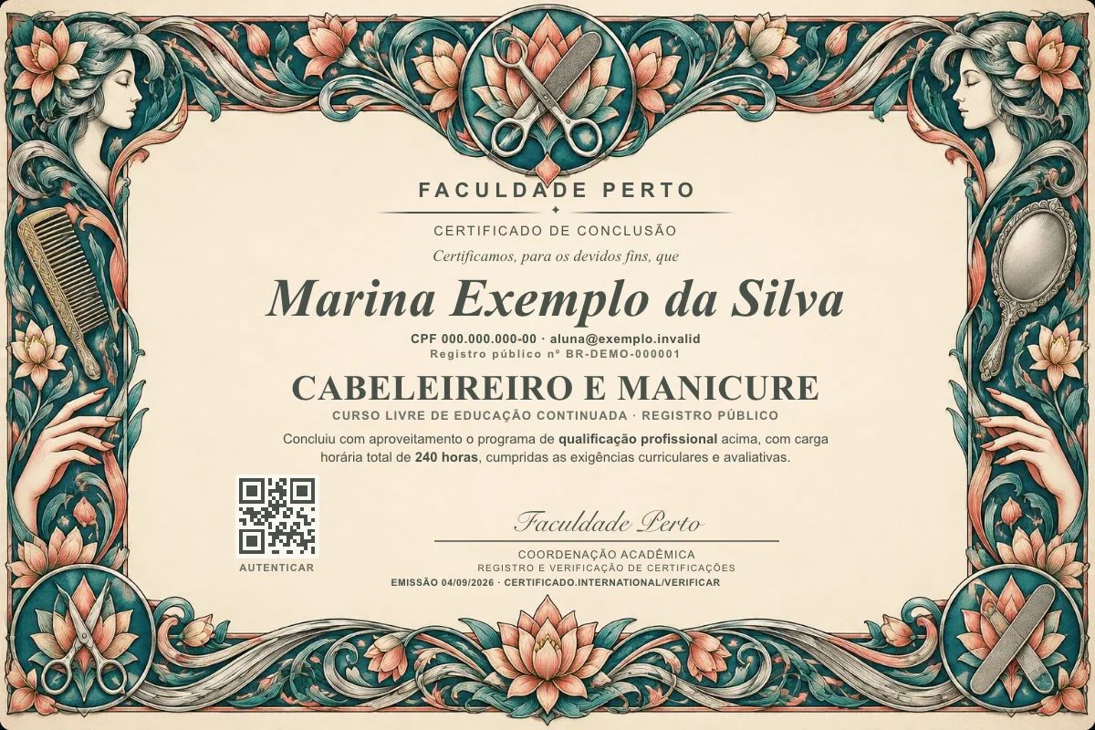 Certificado de Cabeleireiro e Manicure