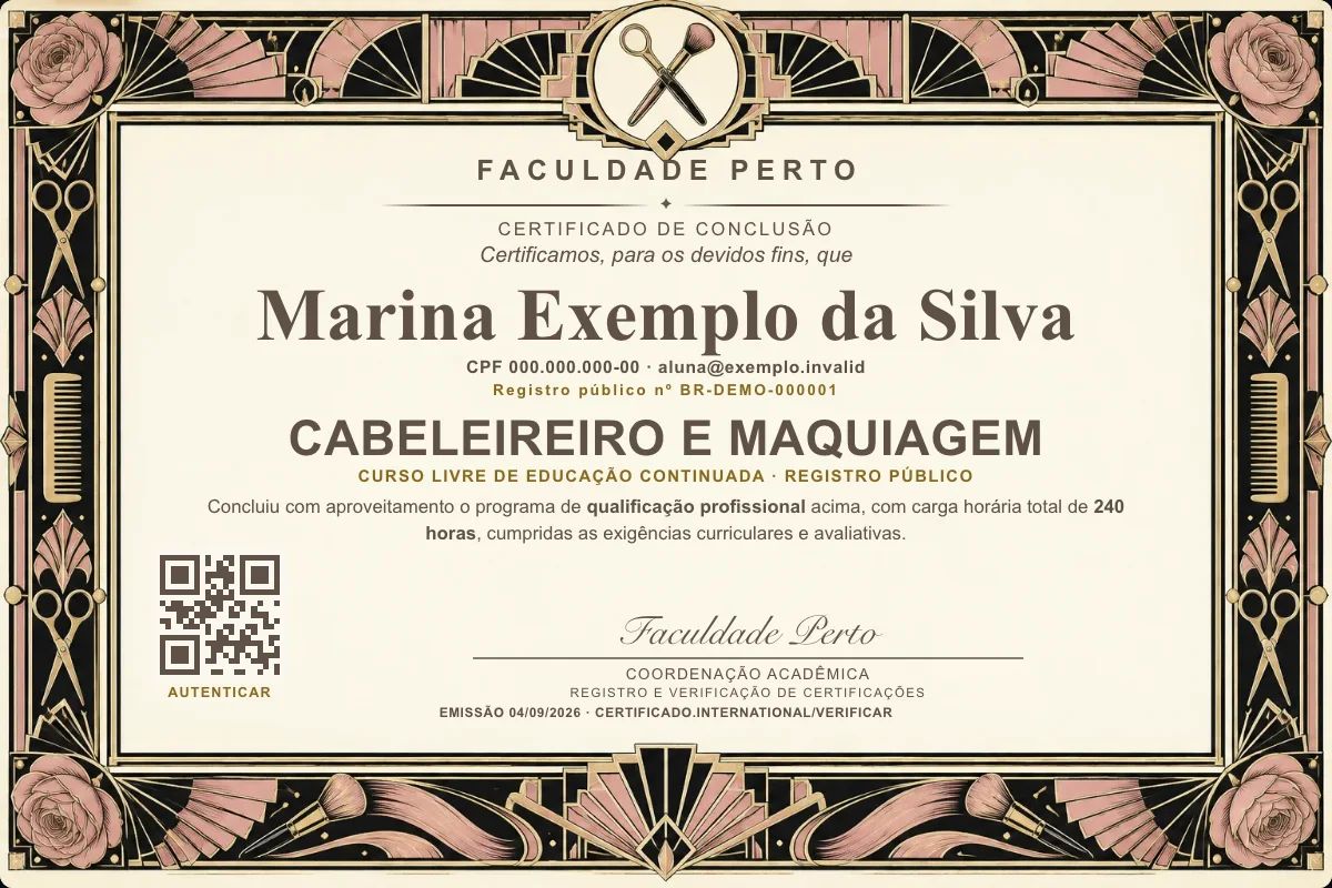 Certificado de Cabeleireiro e Maquiagem