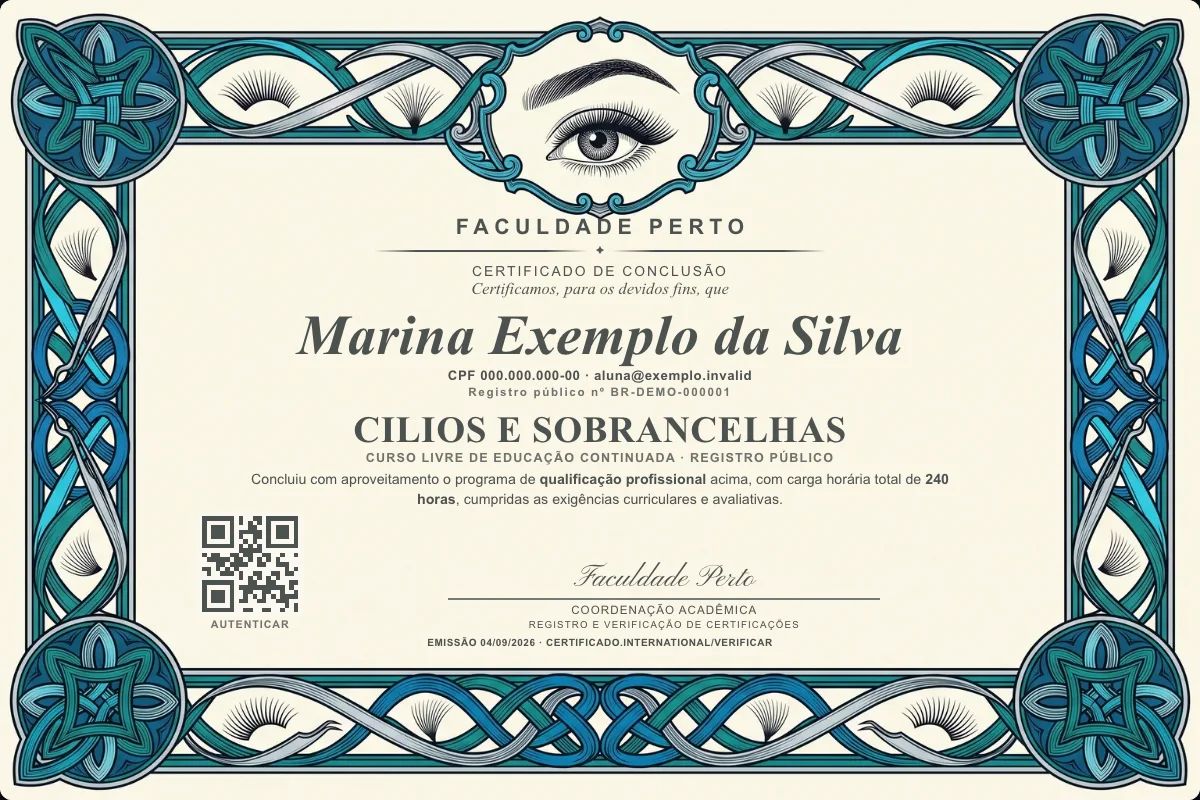 Certificado de Cilios e Sobrancelhas